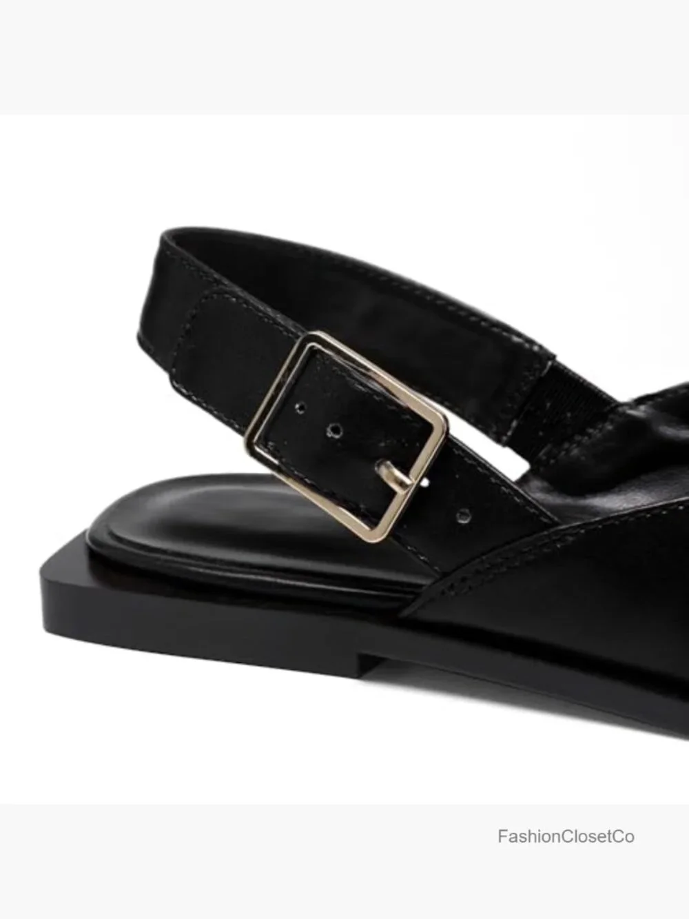 Women's Slingback Flats - Closed Pointed Toe Low Heel Mule Shoes
